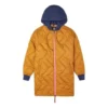 Mid-Length Contrasting Colors Hooded Quilted Jacket Brown