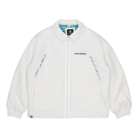 New Year Series Logo Printing Lapel Sports Jacket Creamy White