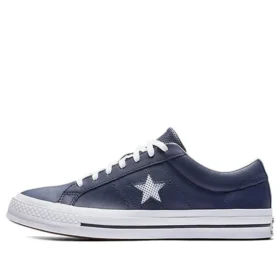 One Star Perforated Leather Low Top Navy