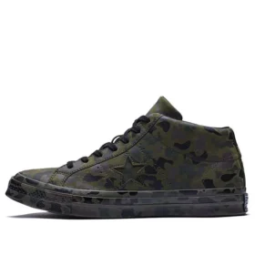 One Star Retro Mid Tops Skateboarding Shoes Unisex Camouflage Green