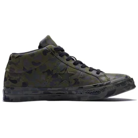 One Star Retro Mid Tops Skateboarding Shoes Unisex Camouflage Green