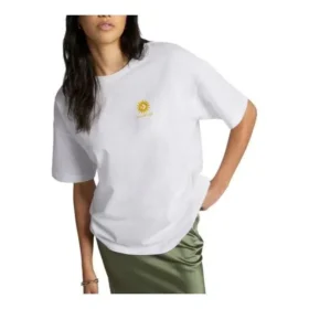 Oversized Floral Graphic Crew T-Shirt Asia Sizing “White”