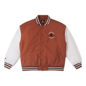 Padded Baseball Jacket Asia Sizing “White Brown”