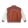Padded Baseball Jacket Asia Sizing “White Brown”