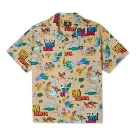 Plant Print Resort Shirt Asia Sizing “Nomad Khaki”
