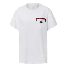 Pocket Round Neck Short Sleeve White