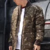 Printed Camo Mid Stand Collar Down Jacket Asia Sizing “Camo Green”