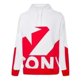 Printed Funnel Neck Sweatshirt Asia Sizing “Red”