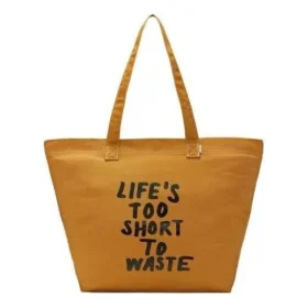 Renew Life”s Too Short To Waste Canvas Tote Bag “Brown”
