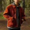 Retro Solid Color Corduroy Jacket Red Brown