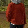 Retro Solid Color Corduroy Jacket Red Brown