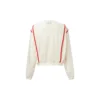 Series Contrast Color Stitching Round Neck Pullover White