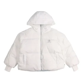 Short Down Fill Puffer Hooded Jacket Asia Sizing “White”