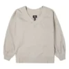Solid Color Loose Knit V Neck Beige Hoodie