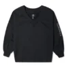 Solid Color Loose Knit V neck Hoodie Black