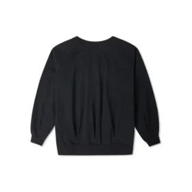 Solid Color Loose Knit V neck Hoodie Black