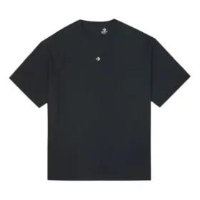 Solid Color Loose Round Neck Short Sleeve Couple Style Black