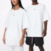 Solid Color Loose Round Neck Short Sleeve Couple Style White