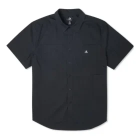 Solid Woven Carpenter Button Down Asia Sizing “Black”