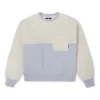 Splicing Lamb”s Wool Round Neck Pullover Milk White Hoodie
