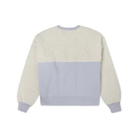 Splicing Lamb”s Wool Round Neck Pullover Milk White Hoodie