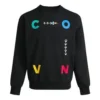 Sports Contrast Letter Print Crew Neck Sweatshirt Asia Sizing “Black”