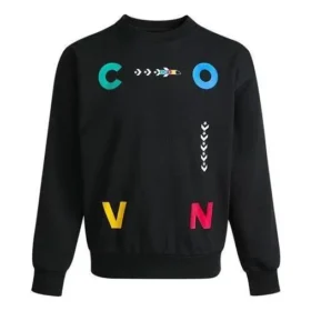 Sports Contrast Letter Print Crew Neck Sweatshirt Asia Sizing “Black”