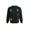 Sports Contrast Letter Print Crew Neck Sweatshirt Asia Sizing “Black”