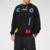 Sports Contrast Letter Print Crew Neck Sweatshirt Asia Sizing “Black”