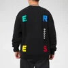Sports Contrast Letter Print Crew Neck Sweatshirt Asia Sizing “Black”