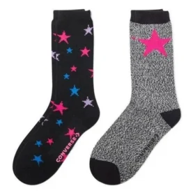 Star Logo Crew Socks Two Pairs “Black Grey”