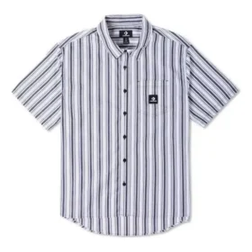 Striped Short Sleeve Button Down Asia Sizing “Blue”