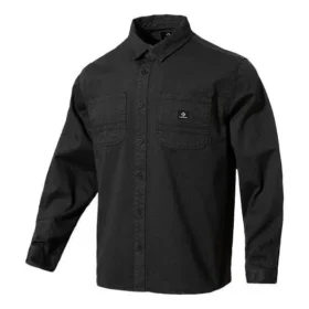 Twill Long Sleeve Button Down Asia Sizing “Black”