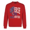 Unisex Logo Printing Round-neck Sweatshirt Red
